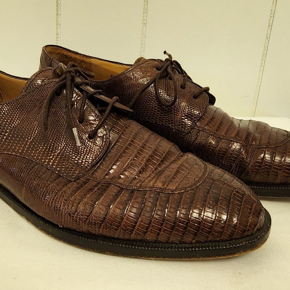 Mezlan lizard shoes 8.5 men's brown lace up oxfords